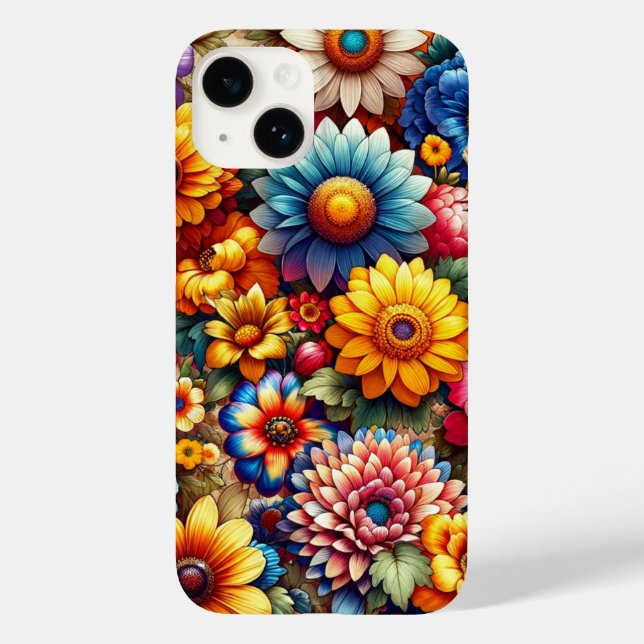 Colourful Vibrant Floral Symphony Pattern Case-Mate iPhone Case (Back)