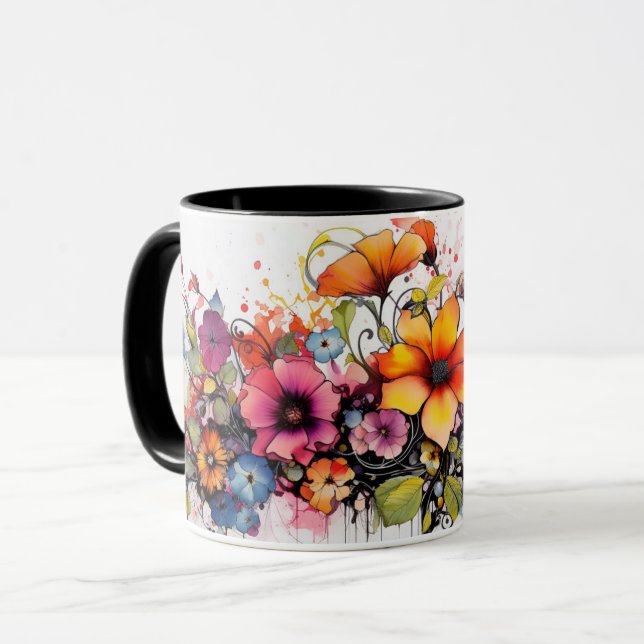 Colourful Vibrant Flower Botanical Garden Nature Mug (Front Left)