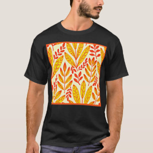 Colourful Vibrant Foliage Mosaic Leaves Pattern T-Shirt