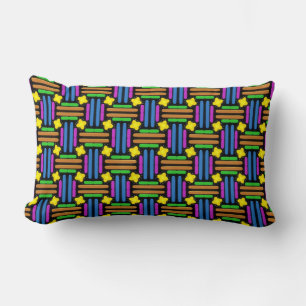 Colourful vibrant geometric pattern  lumbar pillow