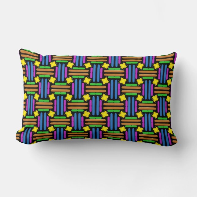 Colourful vibrant geometric pattern  lumbar pillow (Front)