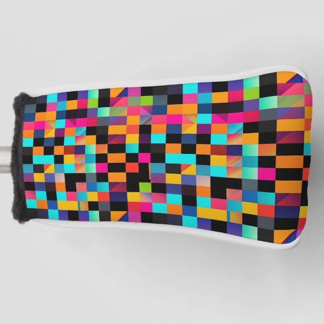 Colourful Vibrant Geometric Shapes Pattern Golf Head Cover (Front)