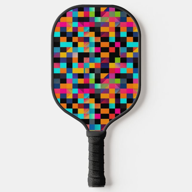 Colourful Vibrant Geometric Shapes Pattern Pickleball Paddle (Front)