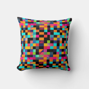 Colourful Vibrant Geometric Shapes Pattern Throw Pillow