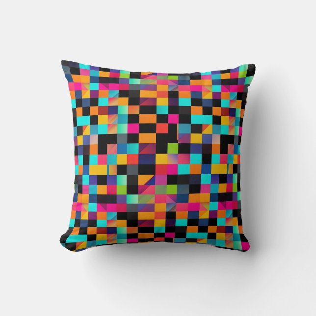Colourful Vibrant Geometric Shapes Pattern Throw Pillow (Front)