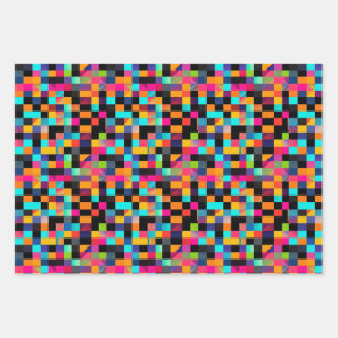 Colourful Vibrant Geometric Shapes Pattern Wrapping Paper Sheet