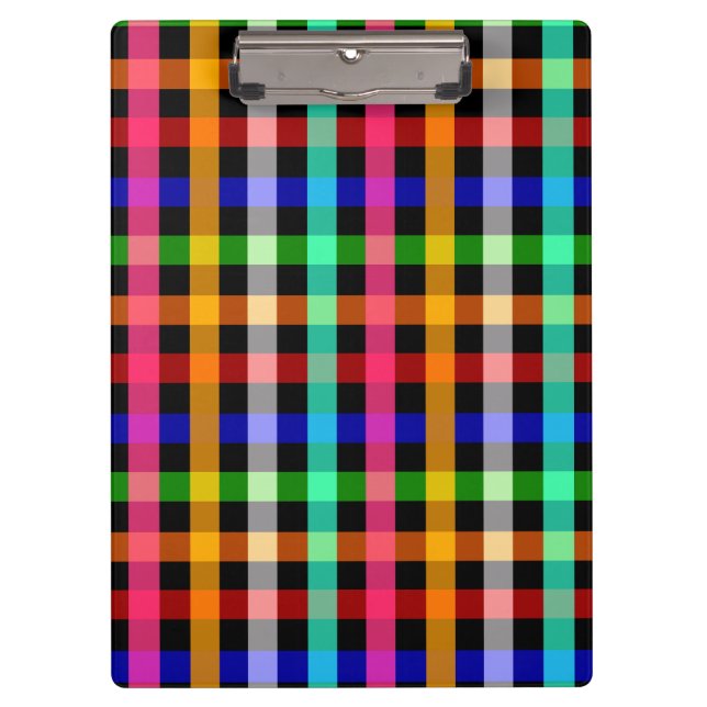 Colourful Vibrant Gingham Check Design  Clipboard (Front)