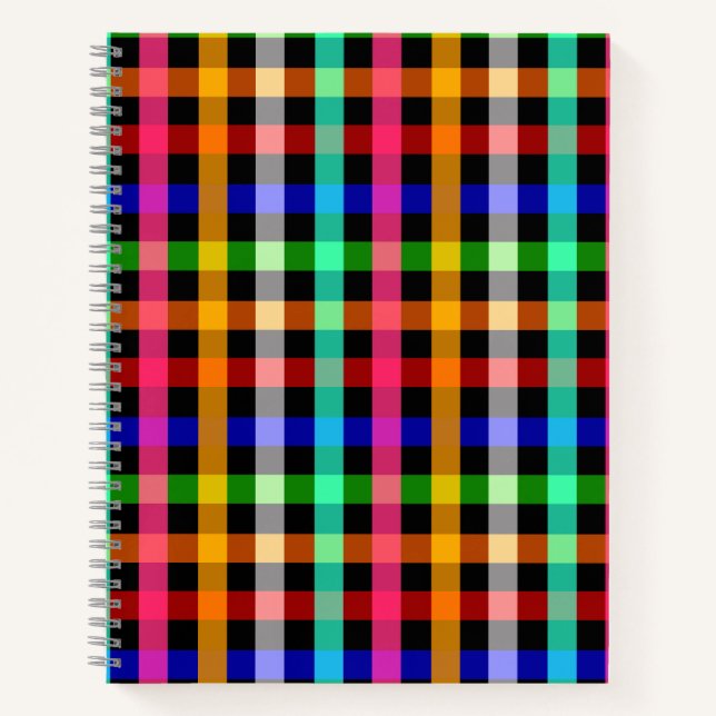 Colourful Vibrant Gingham Check Design  Notebook (Front)