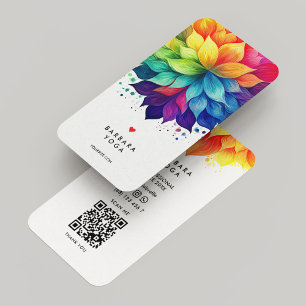 Colourful Vibrant Lotus Minimal White Business Card
