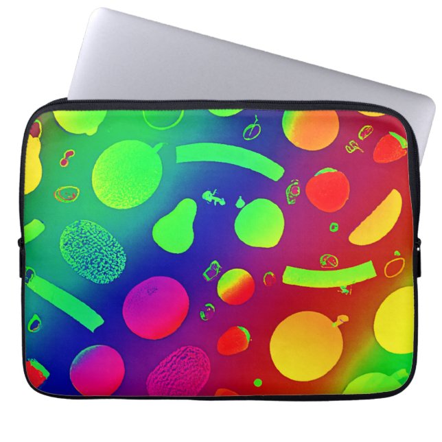 Colourful Vibrant Neon Fruits Pattern Art Laptop Sleeve (Front)