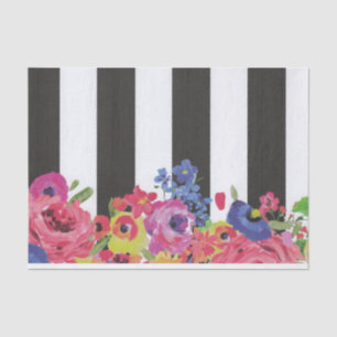 Colourful vibrant pin stripe Floral collage  Tissue Paper