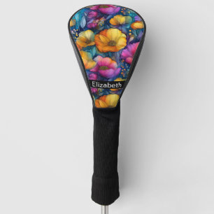 Colourful Vibrant Poppy Personalized Golf Head Cover