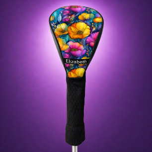 Colourful Vibrant Poppy Personalized Golf Head Cover