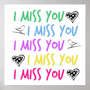 Colourful vibrant Repeated I miss you. Poster