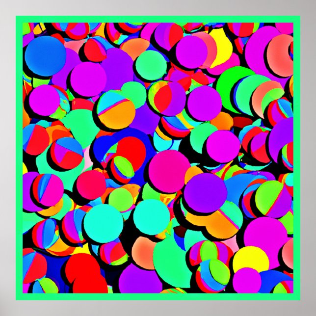 Colourful Vibrant Retro Revival Pattern Poster (Front)