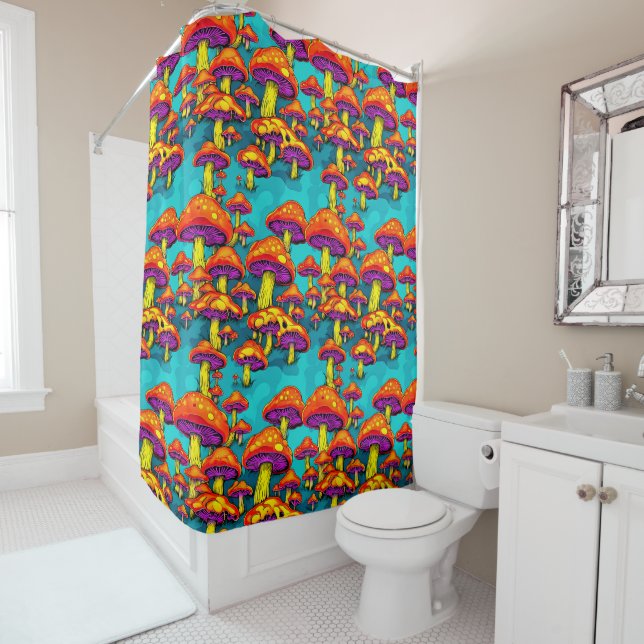 Colourful Vibrant Retro Trippy Mushrooms (In Situ)