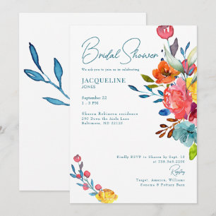 Colourful Vibrant Spring Floral Bridal Shower  Invitation