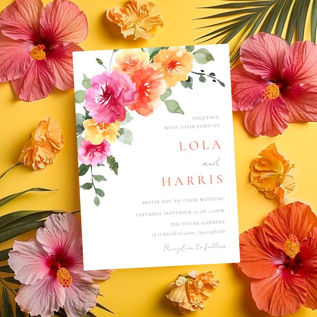Colourful Vibrant Spring Floral Wedding Invitation (Creator Uploaded)
