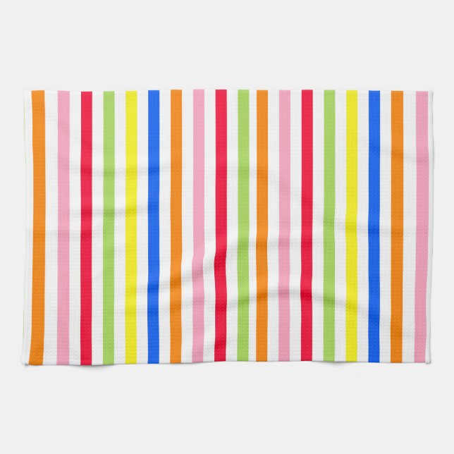 Colourful Vibrant Stripes Pattern Design  Kitchen Towel (Horizontal)