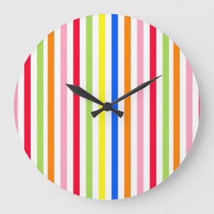Colourful Vibrant Stripes Pattern Design  Large Clock
