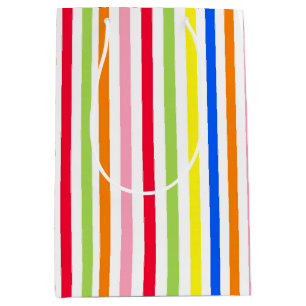 Colourful Vibrant Stripes Pattern Design Medium Gift Bag