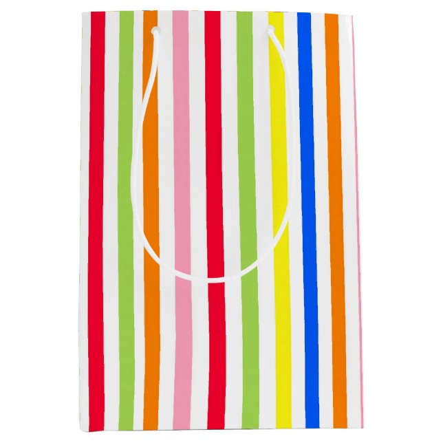 Colourful Vibrant Stripes Pattern Design  Medium Gift Bag (Front)