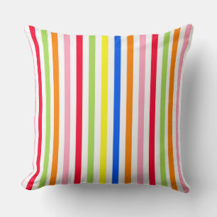 Colourful Vibrant Stripes Pattern Design Throw Pillow