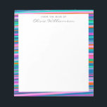 Colourful Vibrant Stripes Playful Bright Colour Na Notepad<br><div class="desc">This fun stripes pattern features hand drawn abstract lines in a variety of bright, vibrant colours.</div>