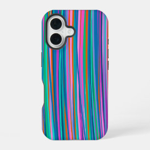 Colourful Vibrant Stripes Playful Bright Colours iPhone 16 Case