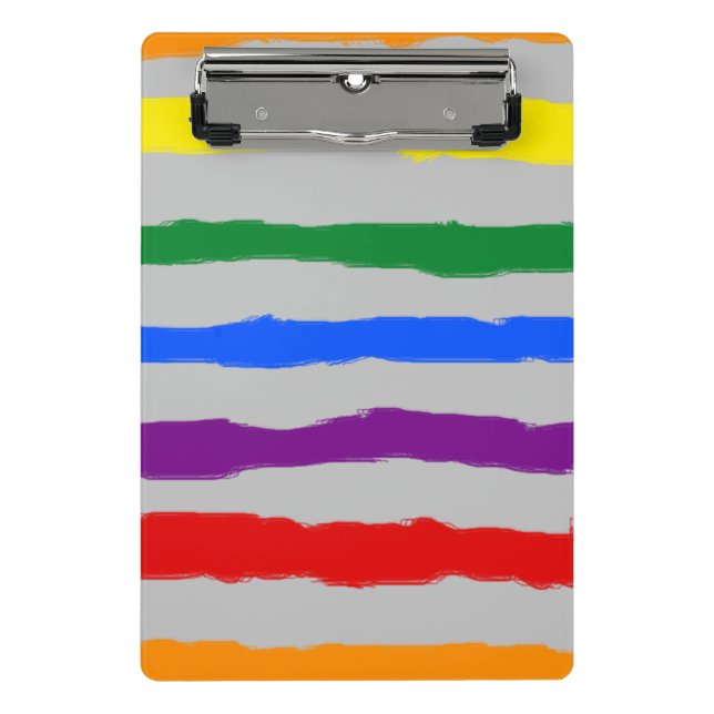 Colourful Vibrant Stripes Rainbow on custom Colour Mini Clipboard (Front)