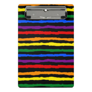 Colourful Vibrant Stripes Rainbow on custom Colour Mini Clipboard