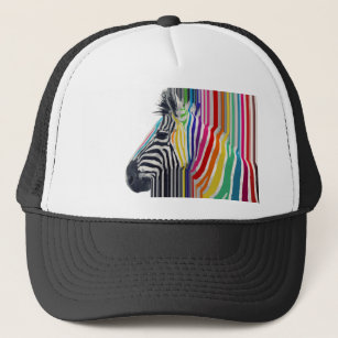 Colourful Vibrant Stripes Zebra Painting Trucker Hat