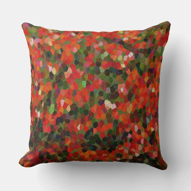 Colourful vibrant tiny red dots Abstract Throw Pillow (Front)