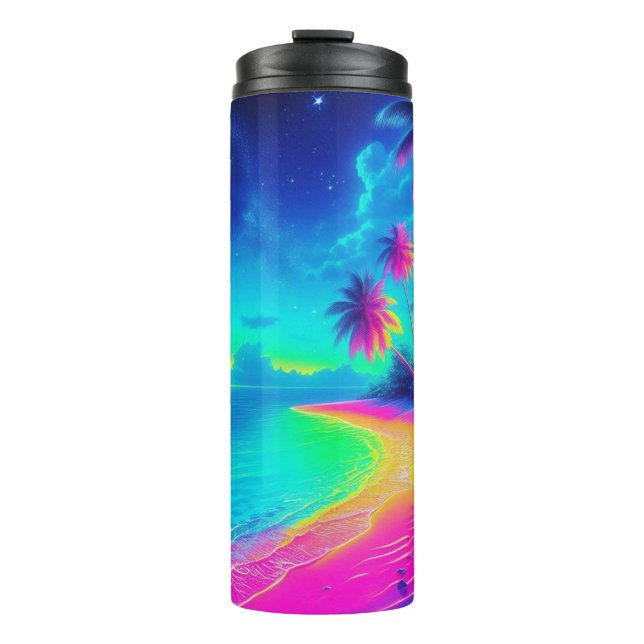     Colourful Vibrant Tropical Beach Thermal Tumbler (Front)