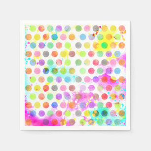 colourful vibrant watercolour splatters polka dots napkin