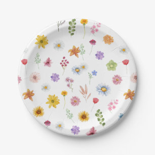 Colourful & Vibrant  Wildflowers Paper Plates