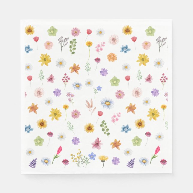Colourful & Vibrant Wildflowers Table Napkins (Front)