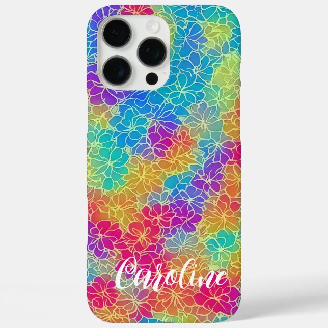 Colourful vibtrant rainbow floral pattern name Case-Mate iPhone case (Back)