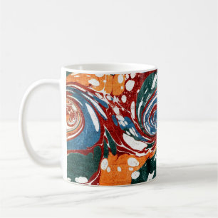 Colourful Victorian Marbled Paper Cover Coffee Mug