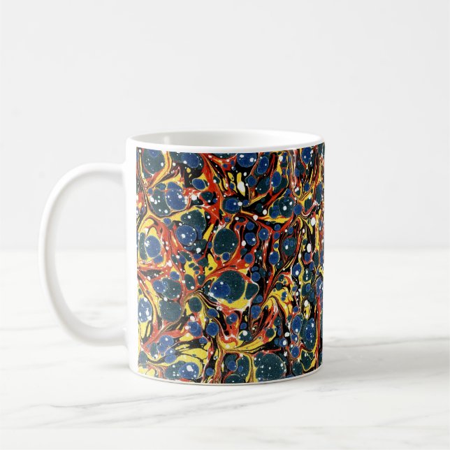 Colourful Victorian Marbled Paper Cover Coffee Mug (Left)