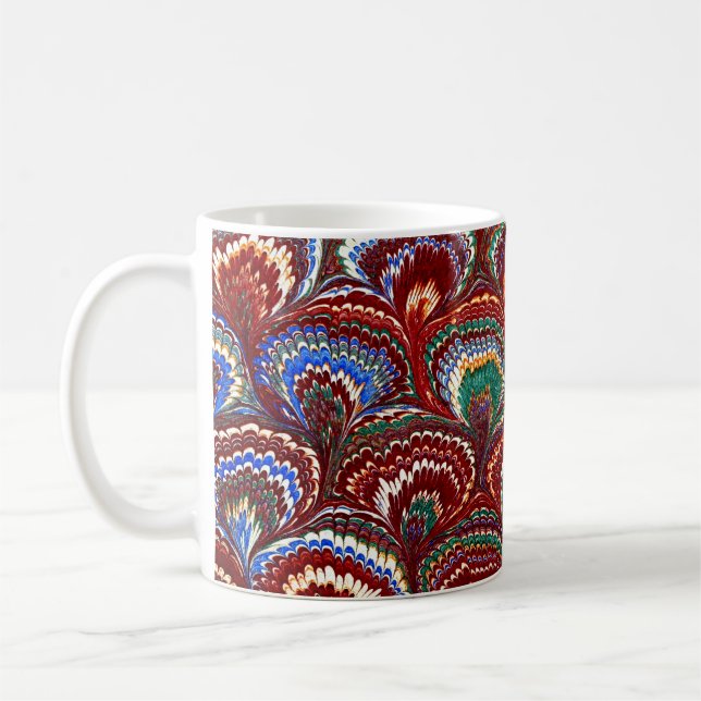 Colourful Victorian Marbled Paper Cover Coffee Mug (Left)
