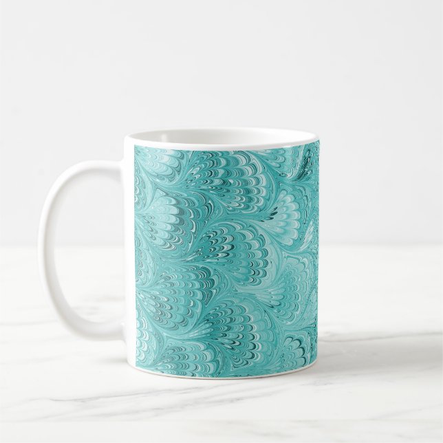 Colourful Victorian Marbled Paper Cover Coffee Mug (Left)