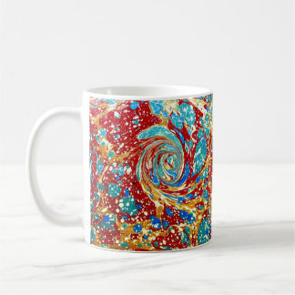 Colourful Victorian Marbled Paper Cover Coffee Mug