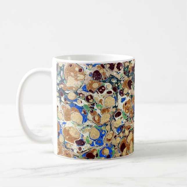 Colourful Victorian Marbled Paper Cover Coffee Mug (Left)