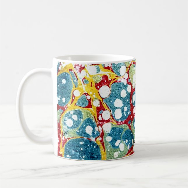 Colourful Victorian Marbled Paper Cover Coffee Mug (Left)