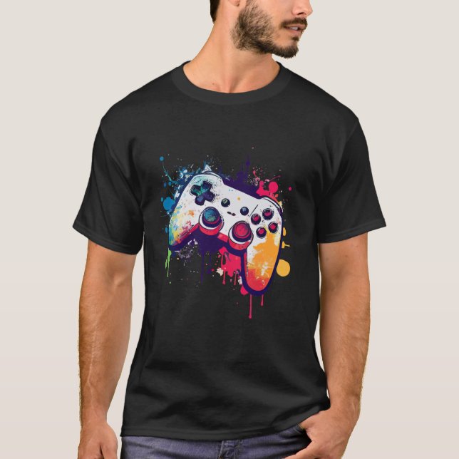 Colourful Video Game Controller - Joystick - Conso T-Shirt (Front)