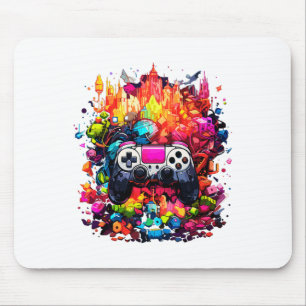 Colourful Video Game Controller Tie Dye Cool Gamer Mouse Pad