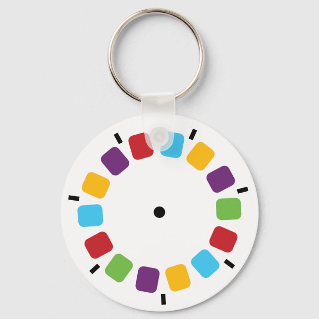 Colourful Viewmaster Reel Retro Modern Keychain (Front)