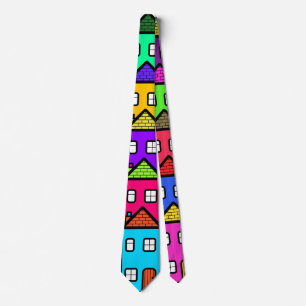 Colourful Village Moving House Real Estate Tie