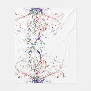 Colourful Vines n Flowers Fleece Blanket